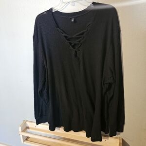 Torrid Black Lace-Up Blouse